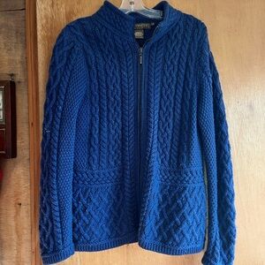Irish Wool Cable Knit Blue Sweater